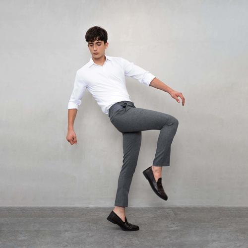 pria Slim fit abu medium pants trouser 