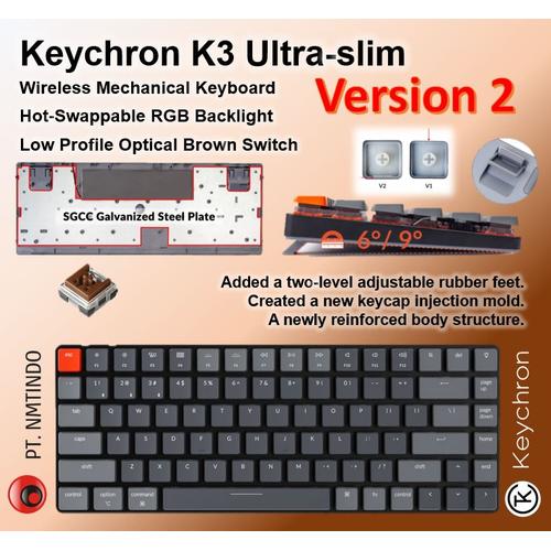 Gambar Keychron K3 version 2 Hot-Swappable RGB Backlight Optical Brown Switch dari PtNmtindo Jakarta Barat Tokopedia
