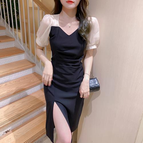 Jual dress elegant casual - Hitam, S 