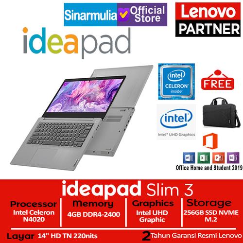 Foto Produk Laptop Lenovo ideapad Slim 3i Celeron N4020 256 GB SSD Win10+OHS Murah dari Sinarmulia Sukses Makmur