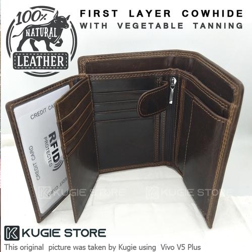 Foto Produk Dompet Pria Dompet Kulit Asli First Layer Cowhide Leather DK02 - Tanpa Box dari Kugie Store