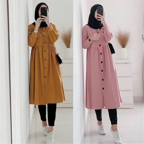 Foto Produk Long Tunik Polos Wanita / Tunik Atasan Polos Murah - Marun dari Shafiyya Olshop