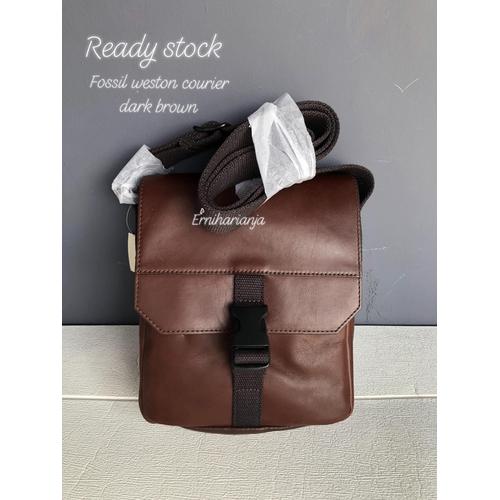 Jual Fossil weston courier dark brown 