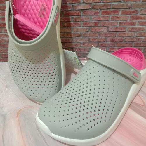 crocs pink and gray