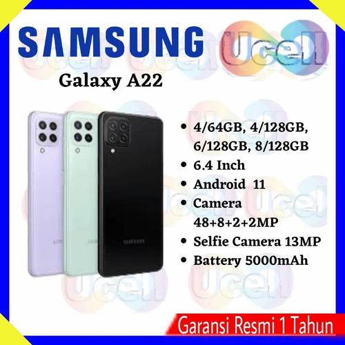 Foto Produk Samsung Galaxy A22 4G - 4/64GB , 4/128GB , 6/128GB - Garansi Resmi - Hitam, 6/128GB dari ucell cempaka