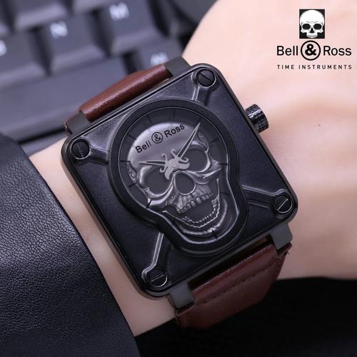 Pria Bell \u0026 Ross Skull Hitam Tali Kulit 