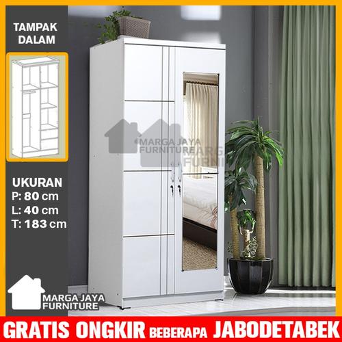 Gambar Lemari Pakaian Baju 2 Pintu Minimalis Natural Kayu Partikel Olimpik - Tanpa rakit dari Marga Jaya Furniture 5 Jakarta Timur Tokopedia