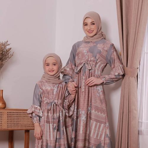 Foto Produk RAYA - GAMIS COUPLE IBU ANAK LEBARAN PESTA KONDANGAN MEWAH TERBARU - DUSTY, IBU LD 110 dari Peony & Rose