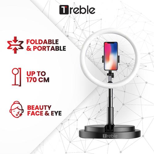 Foto Produk TREBLE Portable Tripod Selfie Ring Light LED / Phone Holder - TRL01 - Hitam dari Trebleofficialstore