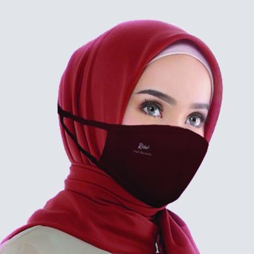 Foto Produk Masker Kain Anti Bakteri 2 PLY - RIDER Brand - Dewasa Hijab Headloop - Maroon dari Moteza Indonesia