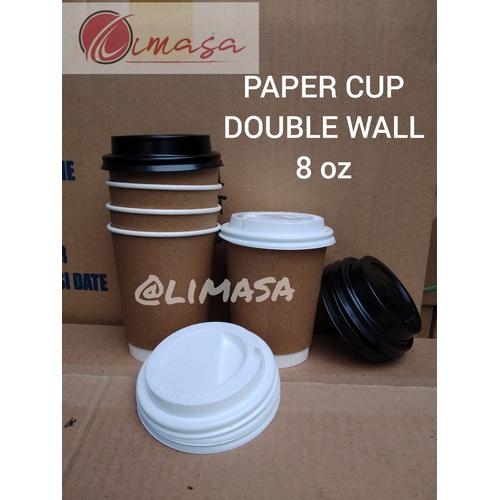Jual paper cup KRAFT murah double wall 8 oz / gelas kertas murah isi 50 ...