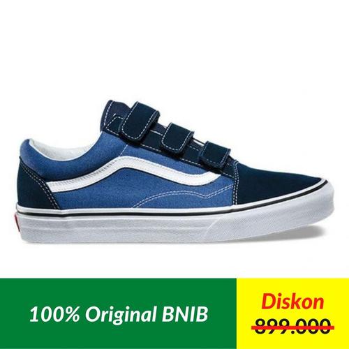 velcro vans blue and black
