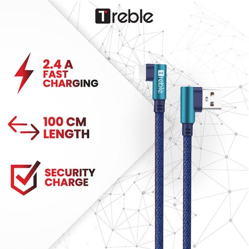 Foto Produk Kabel Data/ Cable Data 90 Degree Lightning 2.4A TREBLE 100CM - TKB2-L dari Trebleofficialstore