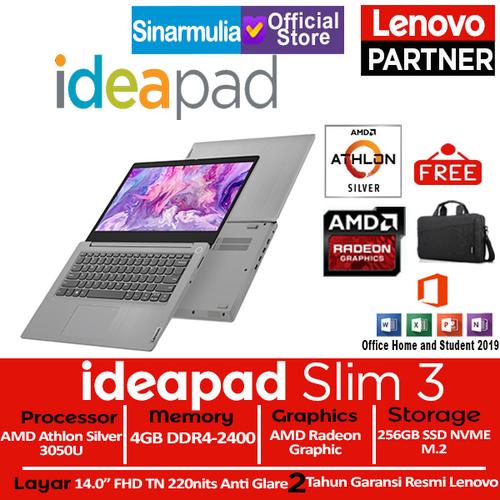 Foto Produk Laptop Lenovo Ideapad slim 3 Athlon Silver 3050U 4GB 256GB SSD W10+OHS dari Sinarmulia Sukses Makmur