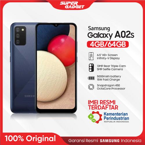 Foto Produk Samsung A02S 4/64 GB Galaxy Smartphone RAM 4 ROM 64 4/64GB 5000 Mah - Blue, Non Bundle dari SUPER_GADGET