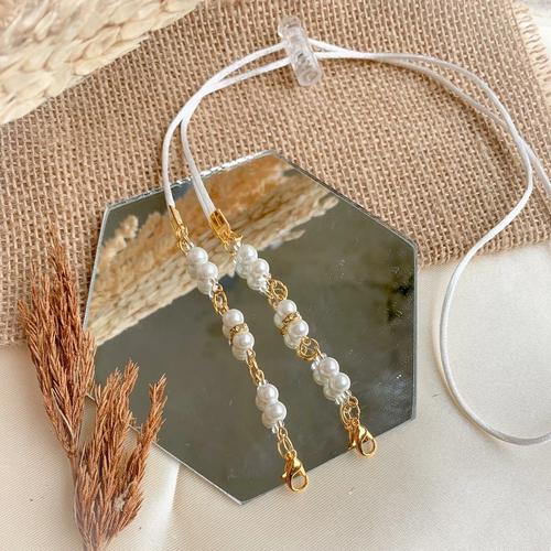 Gambar Strap Masker Mutiara Premium / Strap Masker Rantai Mutiara Murah - Putih dari RajaNagihi Kab. Kediri Tokopedia