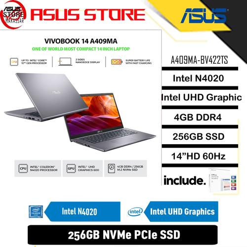 Foto Produk ASUS VIVOBOOK A409MA-BV422TS DUALCORE N4020 4GB 256GB INTEL UHD OHS dari Asus Store Makassar