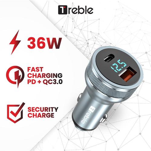 Foto Produk JY X Treble Car Charger Mobil 2 Ports QC3.0 PD 36W LED Silver - TMC2 dari Joyseus Official Store