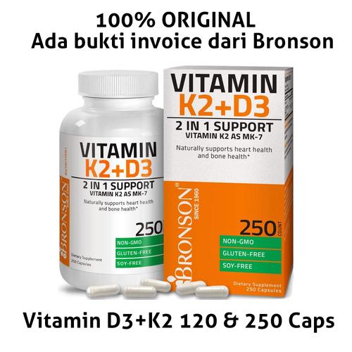 Foto Produk BRONSON Vitamin D3 + K2 (MK7) 5000IU 120caps, 250 caps, 360caps - D3+K2 120caps dari Koreanholicshop