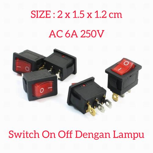 Jual Switch Saklar Tombol On Off Lampu Segi Kecil 3 Pin 6A 250VAC ...