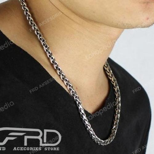 Jual Kalung Rantai Pria Titanium Silver 