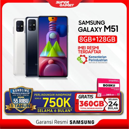 Foto Produk Samsung M51 8/128 GB Galaxy Amoled Plus RAM 8 ROM 128 8/128GB 7000 mAh - White, Non Bundle dari SUPER_GADGET