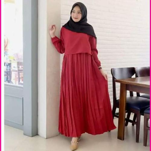Gambar Gamis Polos Plisket Terbaru Busui Panjang Murah Gamis Muslimah SIRA - Maroon, All Size dari Al himmah Store1 Jakarta Barat Tokopedia
