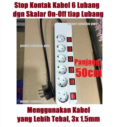Jual Stop kontak kabel dengan on off tiap tiap lubang 6 Lubang ...