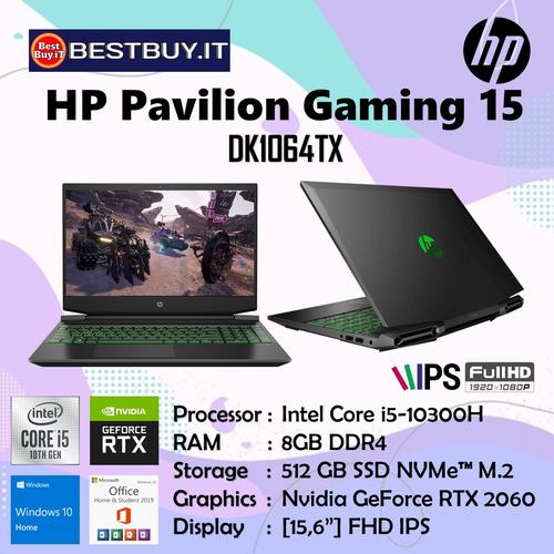Jual HP Pavilion Gaming 15-DK1064TX I5-10300H 8GB 512GB RTX 2060