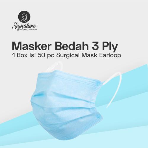 Foto Produk Masker 3 Ply Bedah Medis / Surgical Earloop by Signature | Harga / Box - Biru Muda dari Signature Auto Care