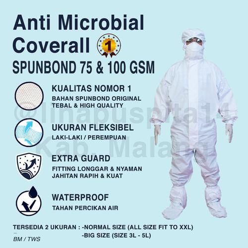 Foto Produk Full 1 Set APD Hazmat Spunbond 75 Gsm Putih Coverall - APD Hazmat dari E&C Two Sister