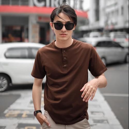 Gambar Henley Tee - L, Abu Muda dari Ribsgold Seller Official Looks Kab. Tangerang Tokopedia