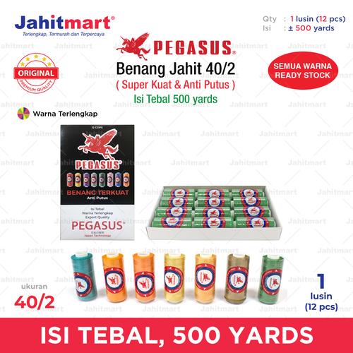 Foto Produk BENANG JAHIT 500 YARD MERK PEGASUS 1 BOX ISI 1 LUSIN (12 PCS) dari jahitmart
