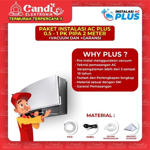 Gambar Paket Pasang AC 0,5 - 1 PK + Material 2 Meter Garansi Plus Vakum dari Candi Elektronik Solo Kota Surakarta Tokopedia