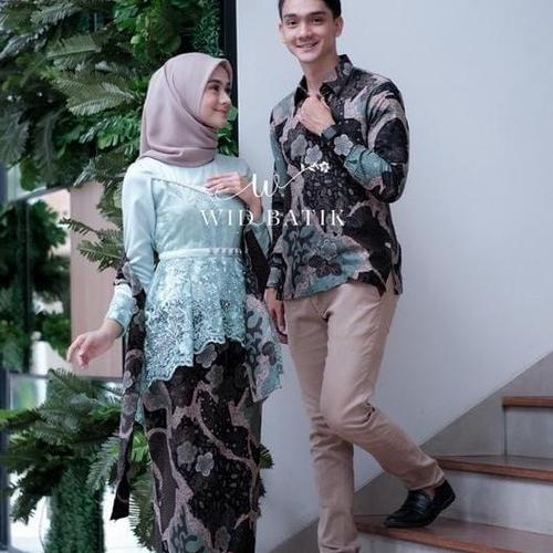 Gambar COUPLE BATIK SETELAN WANITA KEBAYA BROKAT MODERN BAJU COUPLE PASANGAN - Hijau mint dari TRIMOBATIK Kota Pekalongan Tokopedia