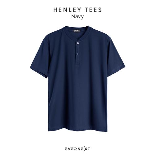 Gambar KAOS POLOS HENLEY TEE KAOS KANCING LENGAN PENDEK BASIC T-SHIRT PRIA - NAVY, M dari EVERNEXT OFFICIAL Kota Tangerang Tokopedia