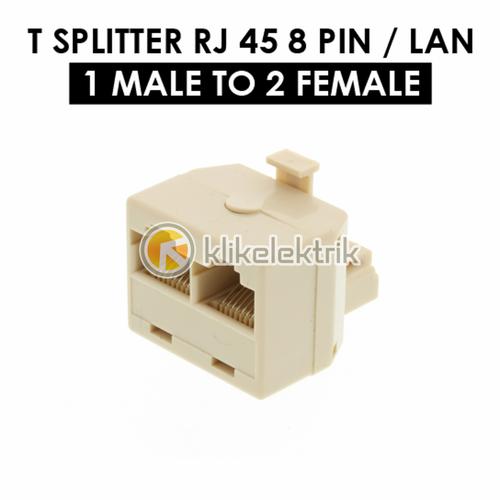 Jual T SPLITTER RJ45 LAN INTERNET ETHERNET CABANG MALE TO 2 FEMALE RJ ...