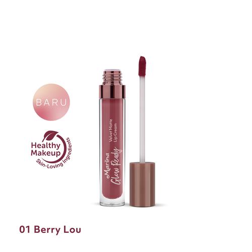 Gambar Marina Glow Ready Velvet Matte Lip Cream - 01 BERRY LOU dari Tempo Store Official Jakarta Timur Tokopedia
