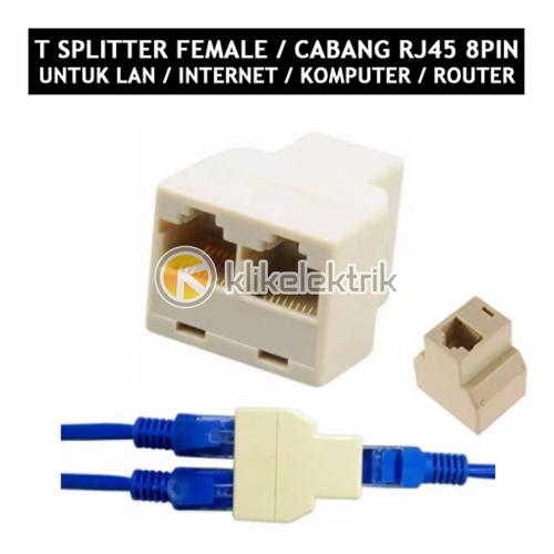 Jual T SPLITTER RJ45 LAN INTERNET ETHERNET CABANG FEMALE TO FEMALE RJ ...