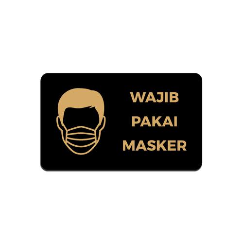 Jual SIGN AKRILIK Cafe - WAJIB PAKAI MASKER EMAS/HITAM - Size 20x12cm ...
