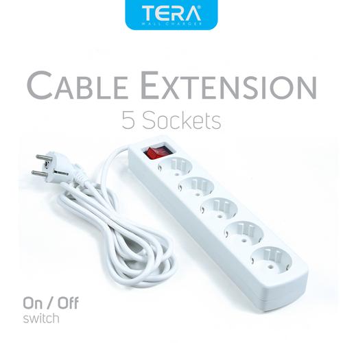 Gambar TERA Cable Extension 5 Sockets - White - 1.5 Meter dari TERA Official Store Kota Tangerang Selatan Tokopedia