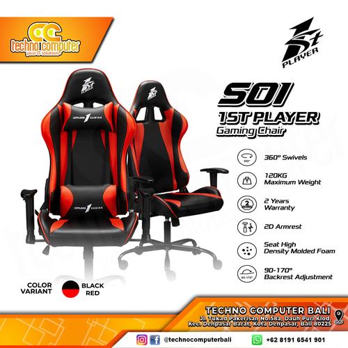 Foto Produk KURSI GAMING 1ST PLAYER S01 | GAMING CHAIR - BLACK RED dari Techno Computer Bali