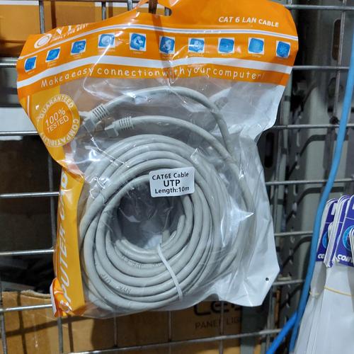 Gambar Kabel LAN UTP 10M RJ45 Cat 5e 10 Meter terpasang Cable konektor cat5e - BIRU CAT5E dari Oktha Store Tokopedia