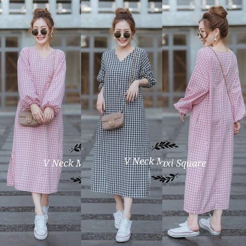 Jual Maxi Dress V Neck Square/Maxi 