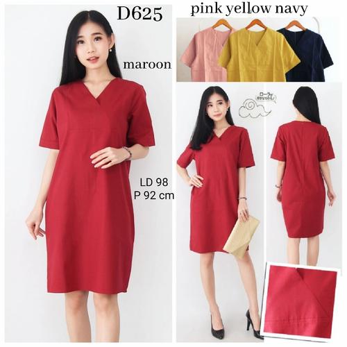 Foto Produk Casual dress D625 polos katun uniqlo / Midi Dress - maroon dari Melyfashion