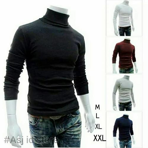 kaos leher tinggi turtle neck fashion 
