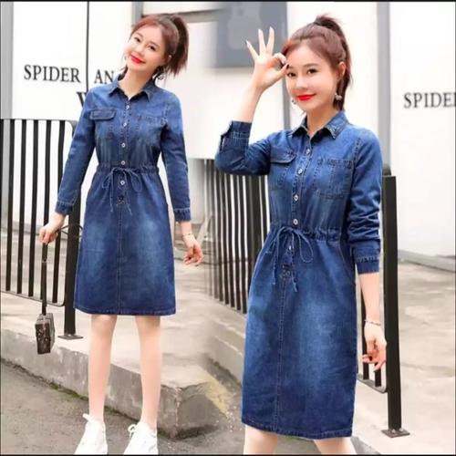 Jual DRESS JEANS WANITA DENGAN LENGAN 