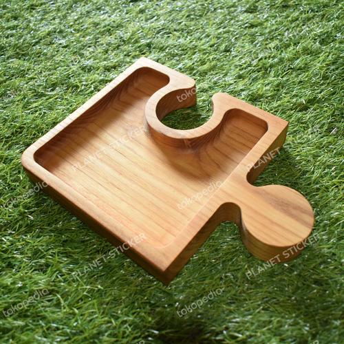 Gambar Nampan Tatakan Kayu wooden Tray Puzzle Sungkai food grade dari PLANET STICKER Kota Bengkulu Tokopedia