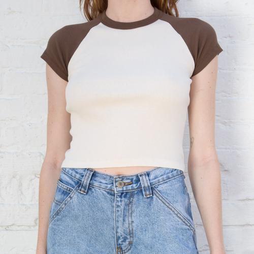 Brandy Melville Bella Brown Ribbed Top 