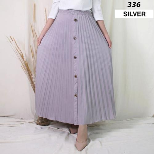 Foto Produk Rok Plisket Premium Kancing By. Mayzaa | Rok Pleats Premium (Varian 2) - Light Grey dari Mayzaa